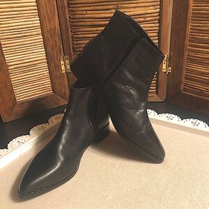 Catherine Malandrino Black Leather Boots With Stud Detail . Womans Size 9